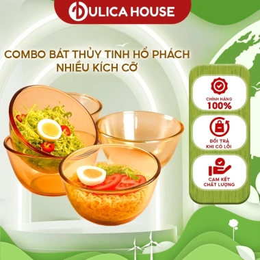Tô Chén Bát Thuỷ Tinh Dulica House Màu Hổ Phách, Dày 7mm, Cách Nhiệt, Giá 25.000 VND