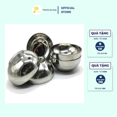 Tô Chén Inox 2 Lớp Dày Dặn Chống Nóng - Thiết Kế Trơn, Giá 16.000đ MTA MART 6