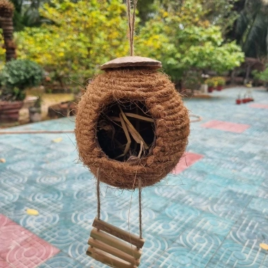 Tổ chim gáo dừa chỉ trang trí chim, vẹt, sóc, chuột - kèm xơ dừa giữ ấm bé, giảm 50k
