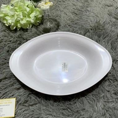 Tô Suồng Màu Trắng XO 02A - Nhựa Melamine dày dặn, cao cấp, dễ vệ sinh, hình thỏi vàng, Mta-Mart2, giá 66.000₫