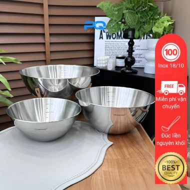 Tô trộn bột salad inox 18/10 19/22/27cm – thau thố làm bánh, ướp thịt, đựng thực phẩm