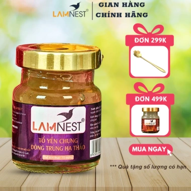 Tổ Yến Chưng Đông Trùng Hạ Thảo LamNest 4g tươi nguyên chất - Hũ 70ml, Giá ưu đãi 74.000 VND