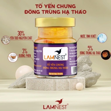 Tổ Yến Chưng Đông Trùng Hạ Thảo LamNest 4g tươi nguyên chất - Hũ 70ml, Giá ưu đãi 74.000 VND