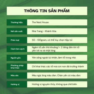 Tổ yến sào thô ít lông nguyên chất nguyên tổ 100g The Nest House 1.150.000 VND 5