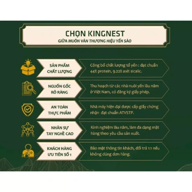 Tổ yến thô cao cấp Yến Sào Kingnest – Top 10 Châu Á, tặng đường phèn và táo đỏ, giảm còn 1.295.000₫