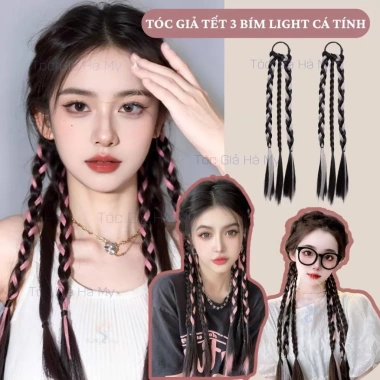 Tóc giả 3 bím Boxer Braid Ombre Light cá tính, phong cách Tết, chỉ 10.000 VND