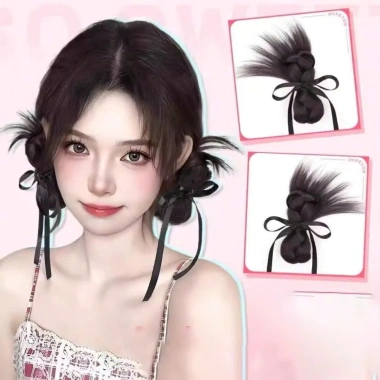 Tóc Giả Búi Bệnh Nơ Đuôi Gà - Bện Tóc Trang Trí Hàn Quốc QiQiShop Giá 99k