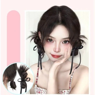 Tóc Giả Búi Bệnh Nơ Đuôi Gà - Bện Tóc Trang Trí Hàn Quốc QiQiShop Giá 99k