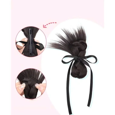 Tóc Giả Búi Bệnh Nơ Đuôi Gà - Bện Tóc Trang Trí Hàn Quốc QiQiShop Giá 99k