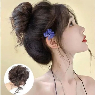 Tóc giả búi đầu xoăn lông tơ hoabud thời trang - Nối dài tóc chỉ 38k 4