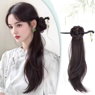 Tóc Giả Búi Trầm Dài Xoăn Uốn Cong Phong Cách Trung Hoa - Giá 100k tại QiQiShop 3