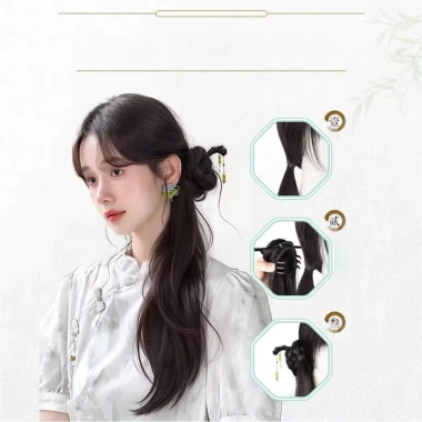 Tóc Giả Búi Trầm Dài Xoăn Uốn Cong Phong Cách Trung Hoa - Giá 100k tại QiQiShop 5