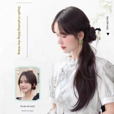 Tóc Giả Búi Trầm Dài Xoăn Uốn Cong Phong Cách Trung Hoa - Giá 100k tại QiQiShop 6