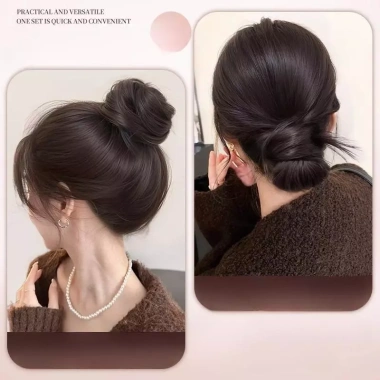 Tóc Giả Búi Tròn Nữ Kẹp Vòng T313 - Cột Gọn Gàng, Tự Nhiên, Giá 79.500 VND