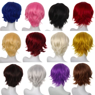 Tóc giả cosplay anime ngắn uốn cong cho nam – phủ đầy đầu, giao hàng nhanh, giảm còn 114.400₫