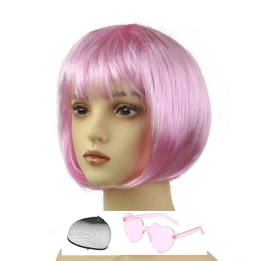 Tóc giả cosplay Hoá trang Kiểu Bob kèm kính - Nhiều màu, giảm giá 20%