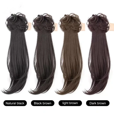 Tóc giả đuôi ngựa tổng hợp dài, chiên bột xoắn, kẹp bện mó phỏng - chỉ 70.000₫
