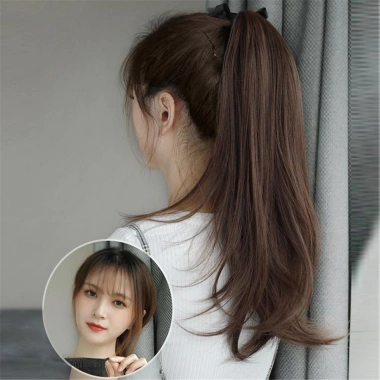 Tóc giả đuôi ngựa xoăn băng keo vô hình, tăng thể tích tóc, giao nhanh địa phương