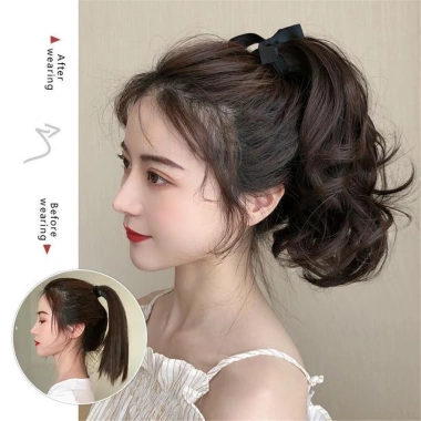 Tóc giả đuôi ngựa xoăn hoa lê nữ - Dài vừa, dễ điều chỉnh dây đeo, giảm giá 39.600đ
