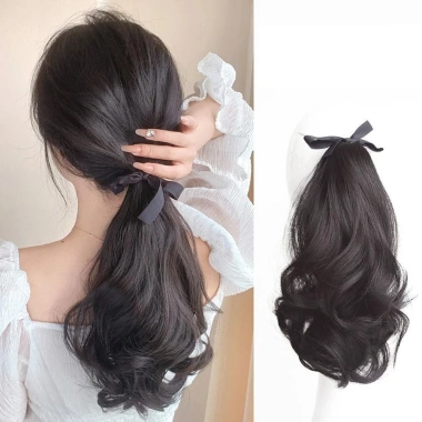 Tóc giả đuôi ngựa xoăn hoa lê nữ - Dài vừa, dễ điều chỉnh dây đeo, giảm giá 39.600đ