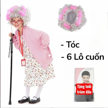Tóc giả hoá trang bà già đóng phim - Giá chỉ 60.000, tặng lưới bảo vệ tóc