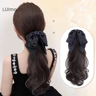 Tóc giả LUImo mô phỏng ruy băng nơ phồng xoăn, kẹp đuôi ngựa, nối dài 40cm SBS - Giá chỉ 52.596₫ 5
