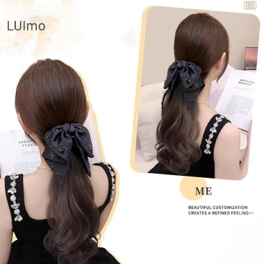 Tóc giả LUImo mô phỏng ruy băng nơ phồng xoăn, kẹp đuôi ngựa, nối dài 40cm SBS - Giá chỉ 52.596₫ 6