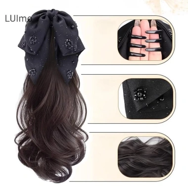 Tóc giả LUImo mô phỏng ruy băng nơ phồng xoăn, kẹp đuôi ngựa, nối dài 40cm SBS - Giá chỉ 52.596₫ 7
