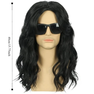 Tóc giả nam đen dài WEETW - Cosplay Halloween, Disco Anime Retro, giảm giá 217k 2