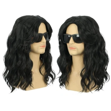 Tóc giả nam đen dài WEETW - Cosplay Halloween, Disco Anime Retro, giảm giá 217k 8
