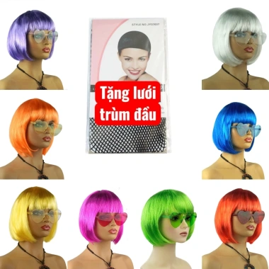 Tóc giả nguyên đầu hoá trang đầy đủ kiểu màu sắc - Tặng lưới, chỉ 60.000đ 4