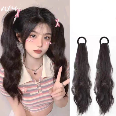 Tóc giả phong cách Trung Hoa, phồng hơi xoăn, đuôi ngựa, bện sóng, nối dài 2