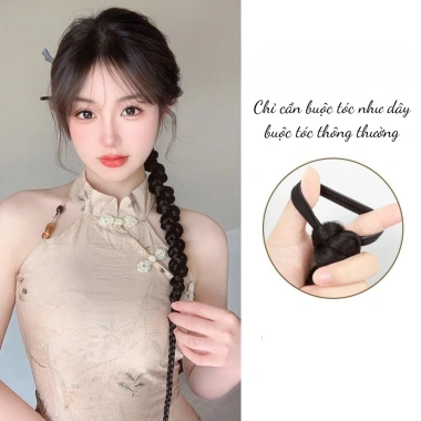 Tóc Giả Tết Hai Bím Xinh Xắn Đeo Nhanh 70cm Hottrend Dây Buộc Dễ Thương Giá 48k