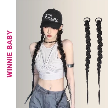 Tóc Giả Tết Hai Bím Xinh Xắn Đeo Nhanh, Đuôi Ngựa Dễ Thương 70cm Hottrend Giá 48k