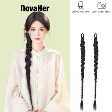 Tóc giả Tết kiểu Trung Quốc hiện đại bím xoắn thời trang kèm cài tóc tự nhiên - Giá chỉ 54.000₫