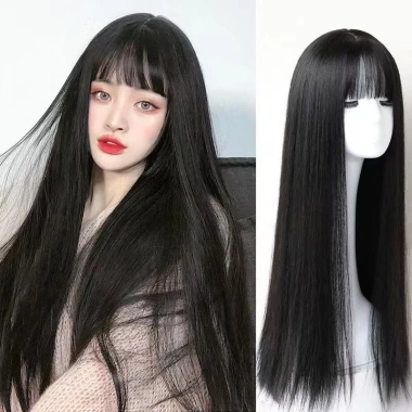 Tóc giả thẳng dài 60cm bangs nữ, che đầu toàn bộ tự nhiên - Giao hàng tận nơi, chỉ 115.500₫ 2