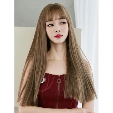 Tóc giả thẳng dài 60cm bangs nữ, che đầu toàn bộ tự nhiên - Giao hàng tận nơi, chỉ 115.500₫ 8