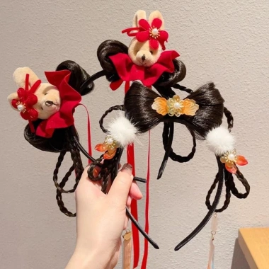 Tóc giả trẻ em Băng Đô & Tua Rua Hoa Năm Mới - Hanfu cổ đại sang trọng, giảm 152.280₫