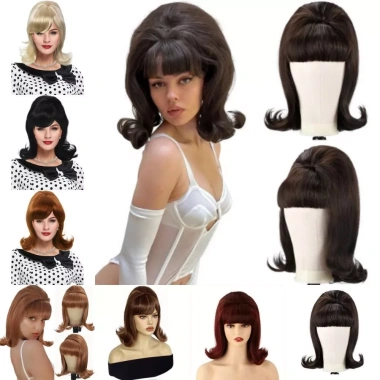 Tóc giả vintage nữ 16 inch nổ bằng phẳng, disco 50-70s, Halloween Cosplay – Giá 287k