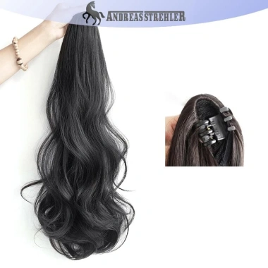 Tóc giả xoăn dài Onetimingfine + kẹp Grab đuôi ngựa, lông tơ, giảm giá 63.396₫