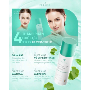 Toner bạc hà Dr Lacir MINT CRYSTAL - Cân bằng độ ẩm, mọi loại da, chỉ 199k 2 Toner bạc hà Dr Lacir MINT CRYSTAL - Cân bằng độ ẩm, mọi loại da, chỉ 199k 2