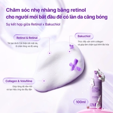 Toner Bong Bóng Retinol và Bakuchiol 100ml MớI - Dưỡng ẩm, giảm nếp nhăn, giá ưu đãi 411.840đ