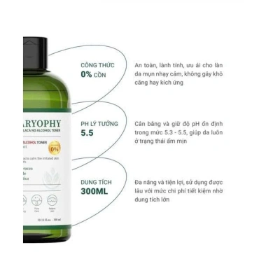 Toner Caryophy Portulola 300ml - Nước cân bằng không cồn, dịu nhẹ cho da dầu m, chỉ 500k