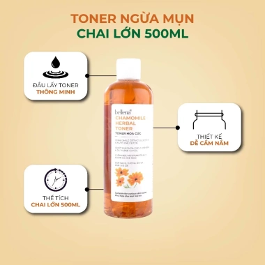Toner hoa cúc Calendula cho da dầu mụn - Nước hoa hồng Bellena HC 500ml, giá 125k
