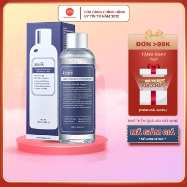Toner không mùi Klairs 180ml + 30ml Dear Klair Supple Unscented dưỡng ẩm da, không hương, chính hãng, giá chỉ 53.000đ