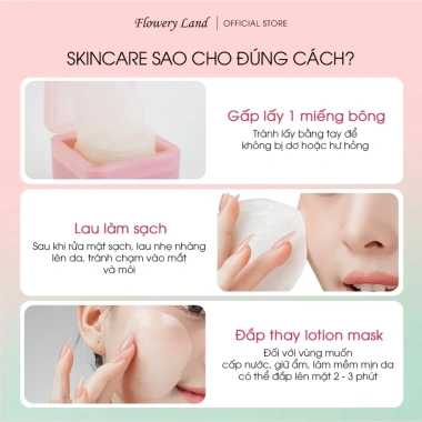 Toner Pad Collagen & Peptide FLOWERY LAND 170g - Tăng đàn hồi, trẻ hóa, cấp ẩm, nâng cơ vùng cằm 6