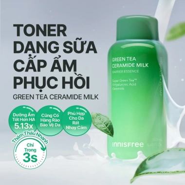 Toner sữa cấp ẩm INNISFREE Green Tea Ceramide Milk - Dưỡng ẩm, phục hồi, giá 414.000 VND