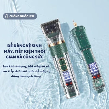 Tông đơ cạo lông chó mèo đa năng pin trâu, màn hình LED, lưỡi sứ chống ồn, chống thấm nước - Giá 299.000₫ 2