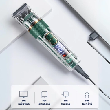 Tông đơ cạo lông chó mèo đa năng pin trâu, màn hình LED, lưỡi sứ chống ồn, chống thấm nước - Giá 299.000₫ 6