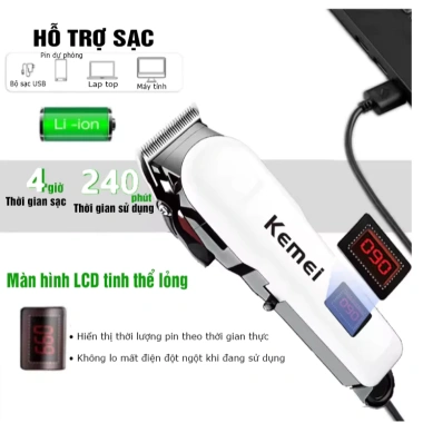 Tông đơ cắt tóc KEMEI km-809A - Đầu dao thép, pin lâu, giảm giá chỉ 290.000đ